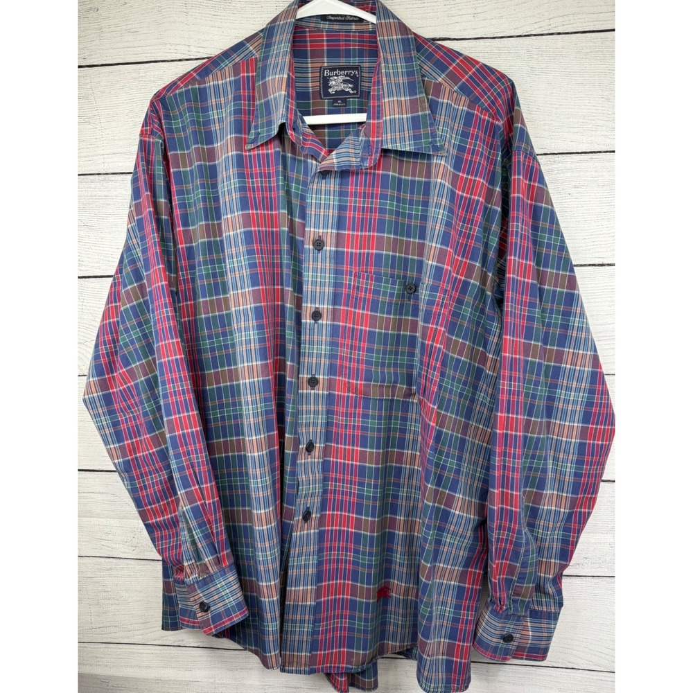 Vintage Burberrys XL Plaid Button Down Long Sleeve Shirt Menswear